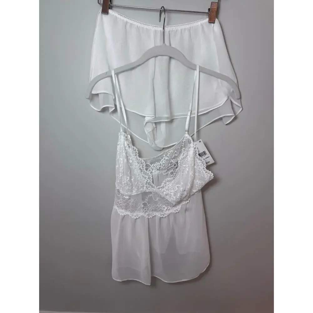 In Bloom by Jonquil Lillian Lace Cup Pamisole & Shorts Set white large NWT $66